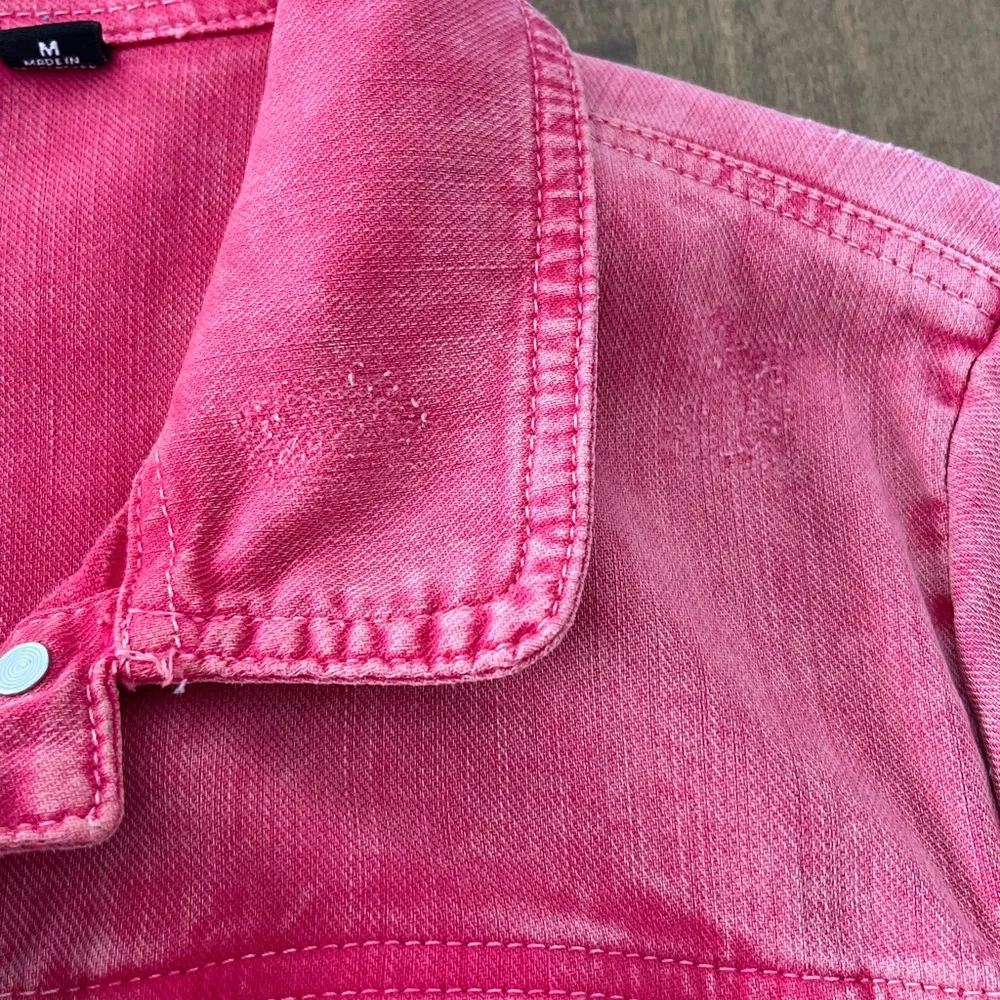 Distressed Faded Red Jean Jacket - Picture 4 of 11